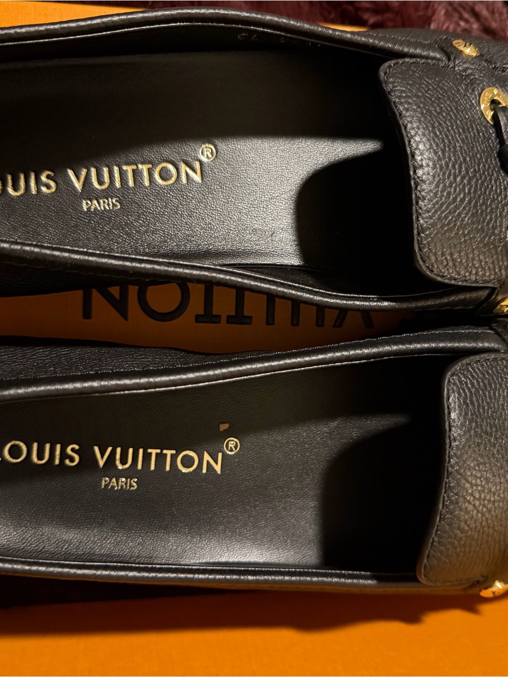 Louis Vuitton Black Leather Women’s Loafers Flore Car Shoe size 40 New
